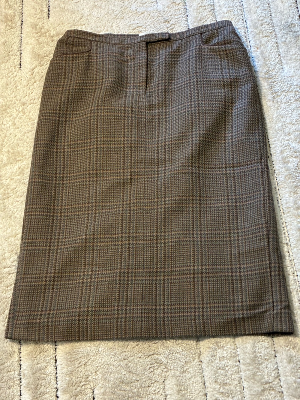 Evan Picone Brown Plaid Pencil Skirt with Subtle Check